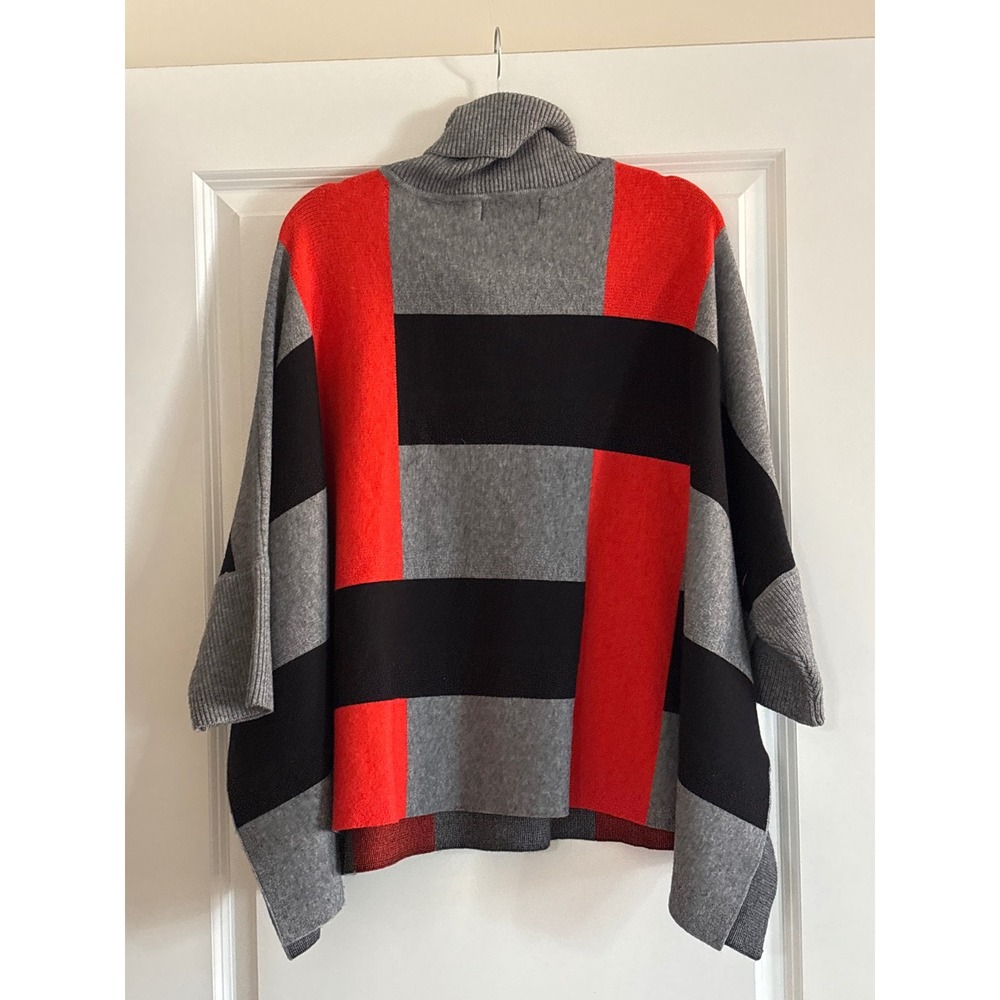 Patrizia Luca Milano Colorblock Turtleneck Poncho Sweater L XL - Picture 2 of 5